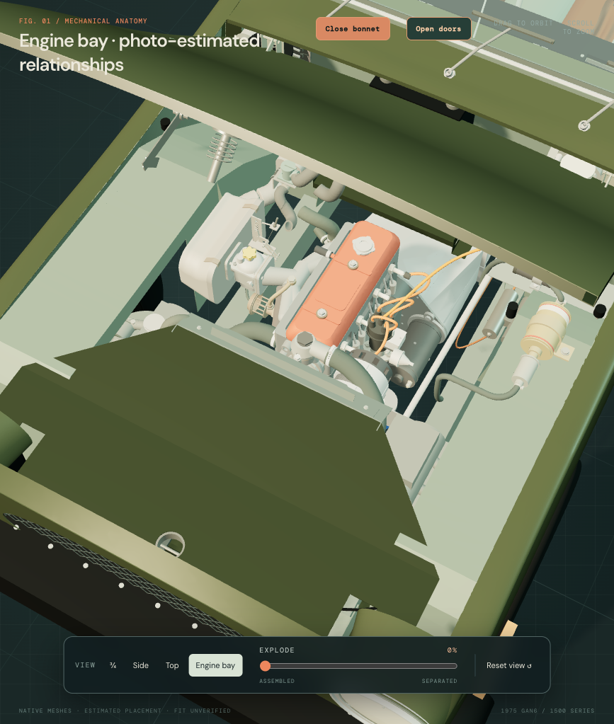 Alternator moved higher and forward within the unchanged engine and body surroundings