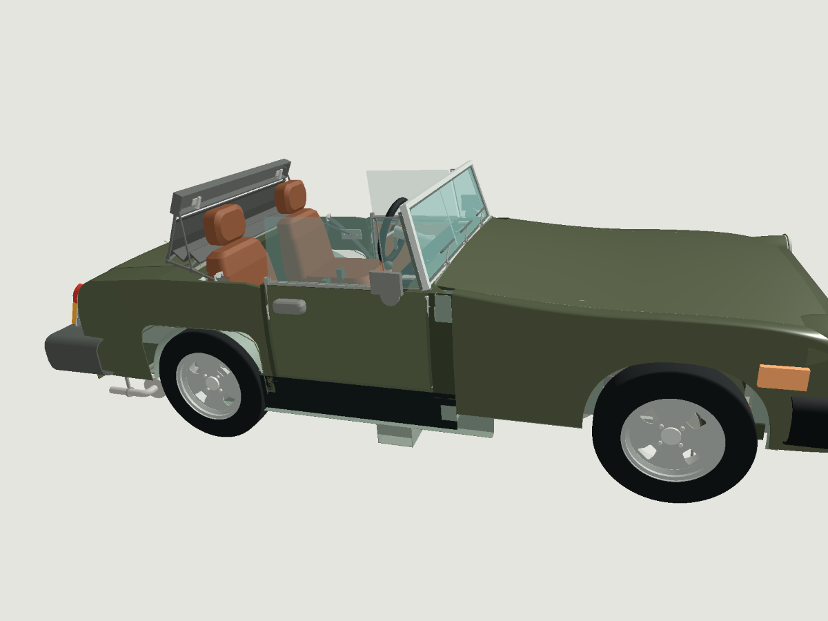Revised whole-car model with the bonnet and upper wings lowered together through the middle of the front body.