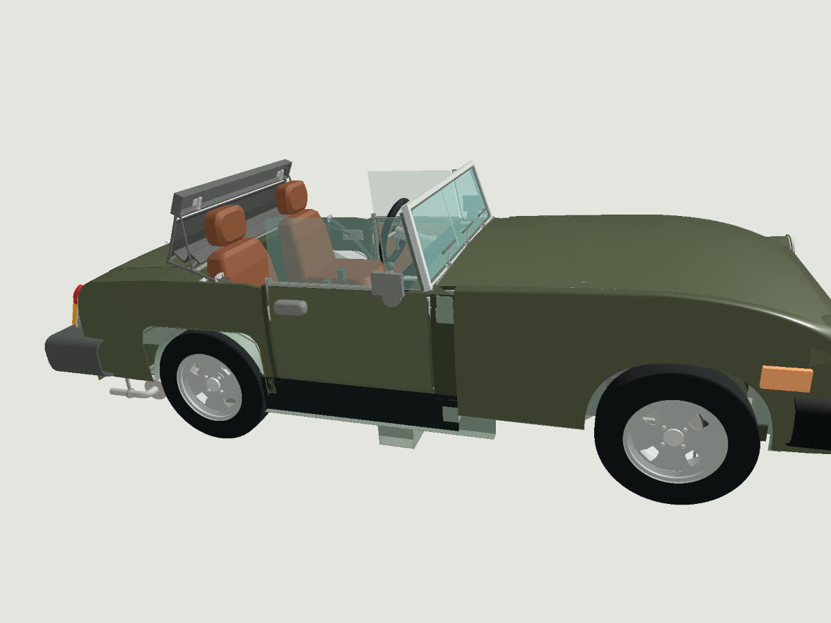 Previous whole-car model under the retained owner-side camera, with a high upper-front profile.