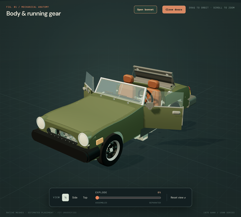 Complete native seats moved forward into the modeled door apertures