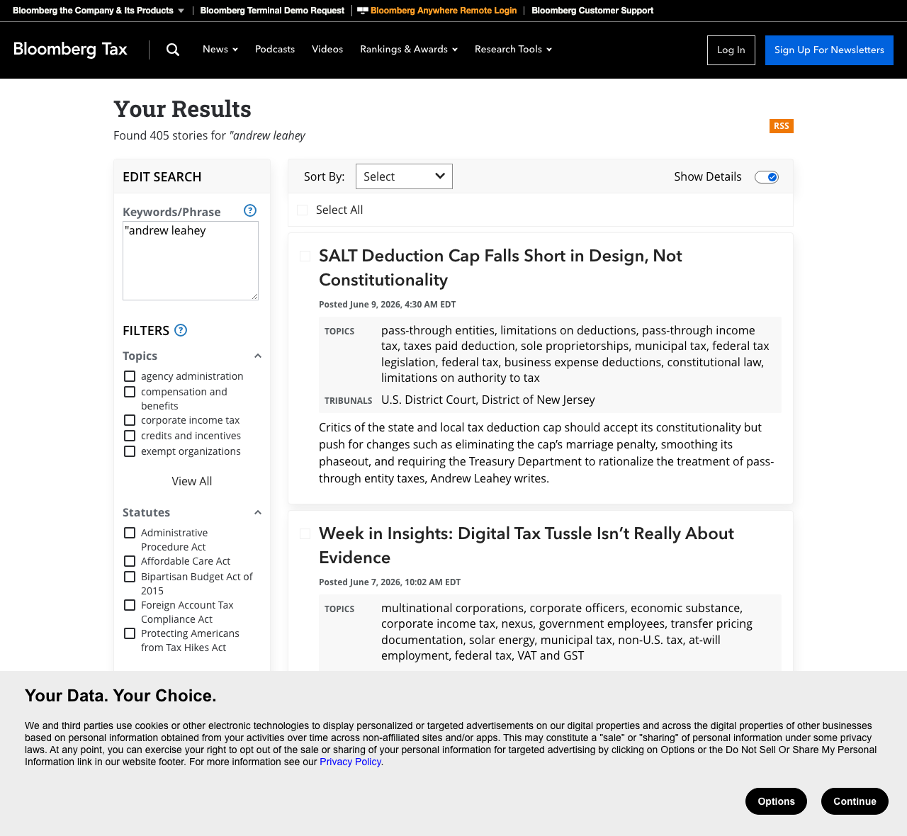 Bloomberg Tax — Technically Speaking column