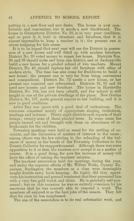 Appendix page 42 of the New Jersey school report, including the recommendation for a new Buddtown schoolhouse