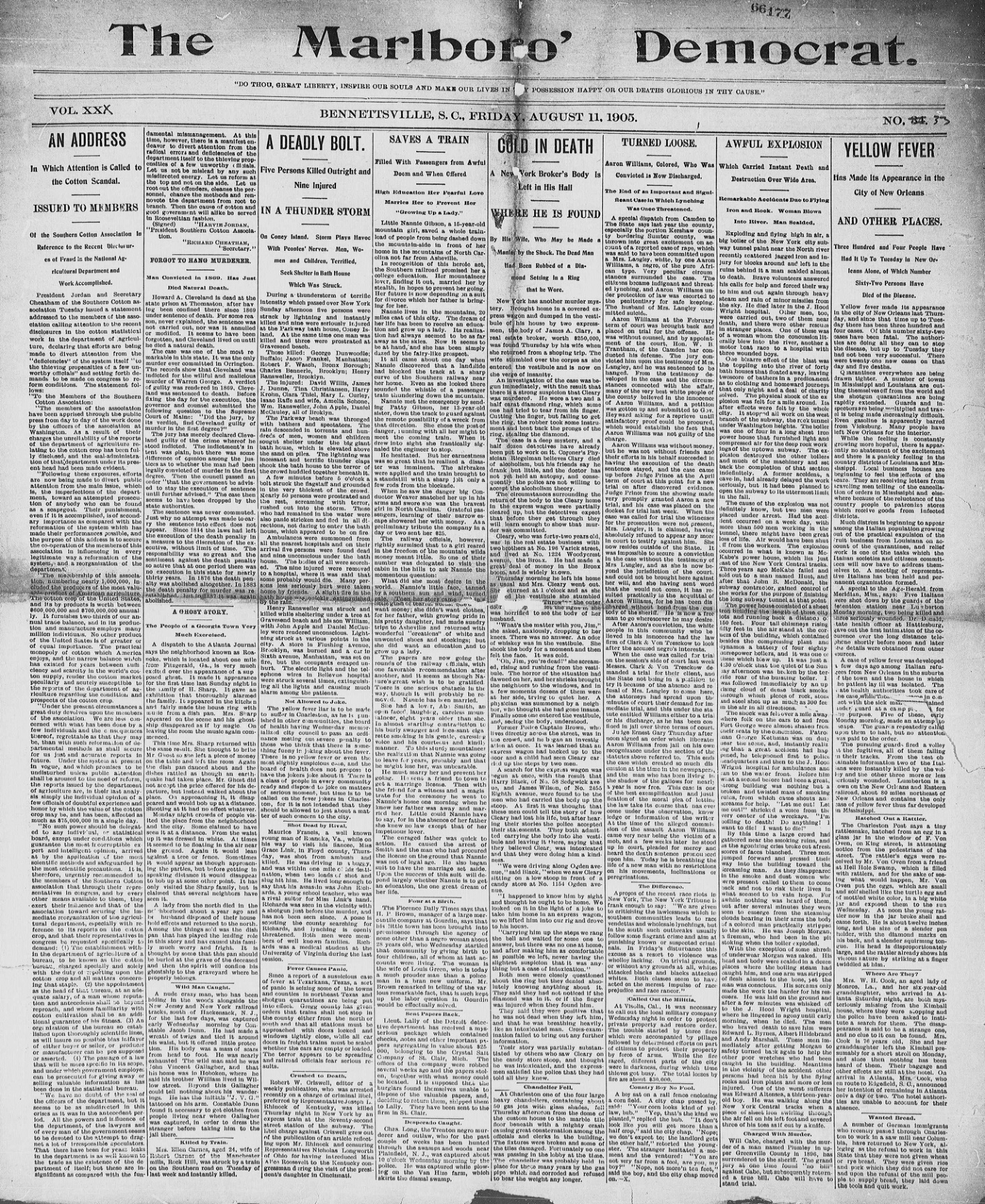 Original newspaper page containing the report