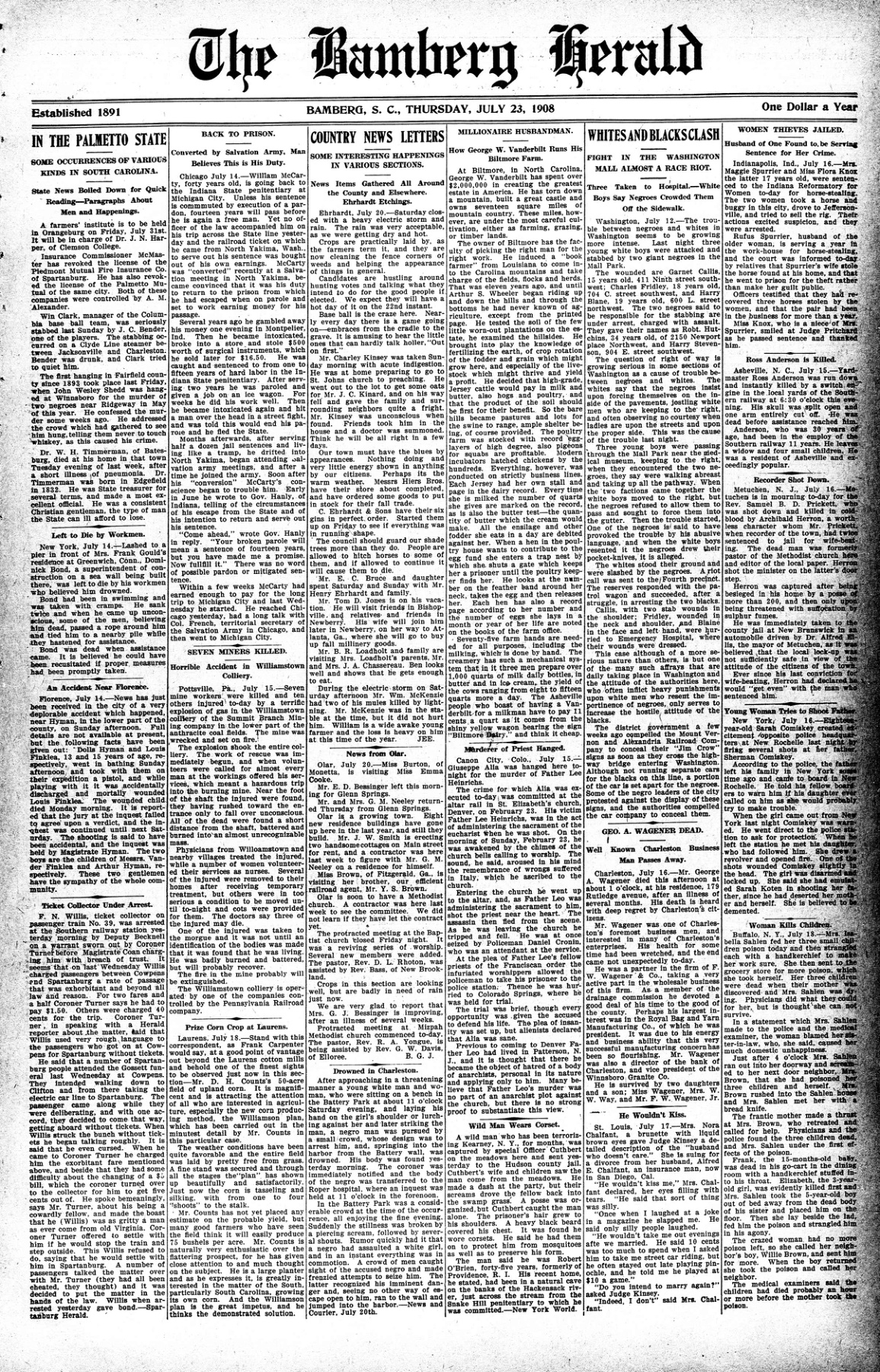 Original newspaper page containing the report