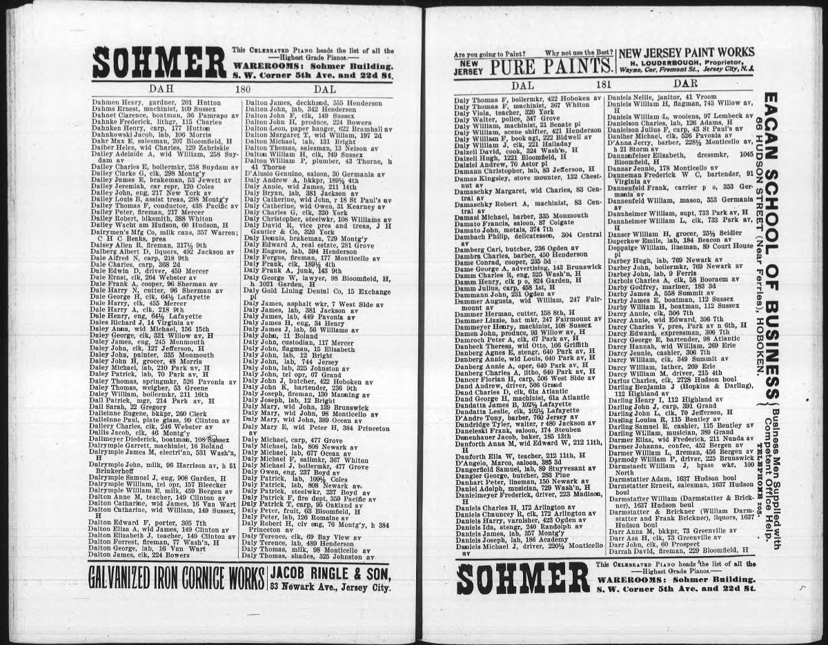 Jersey City and Hoboken directory, 1902–1903, David Fitzgerald entry