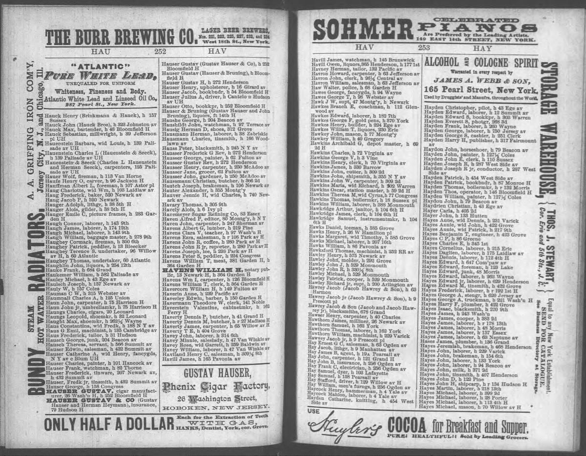 Jersey City and Hoboken directory, 1887–1890, Dennis Leahy entries