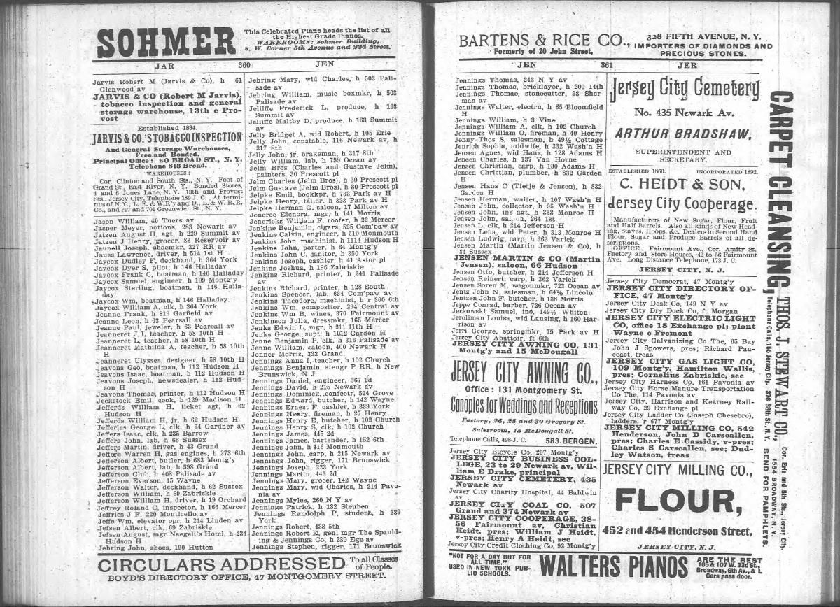 Jersey City and Hoboken directory, 1898, Dennis Leahy entry