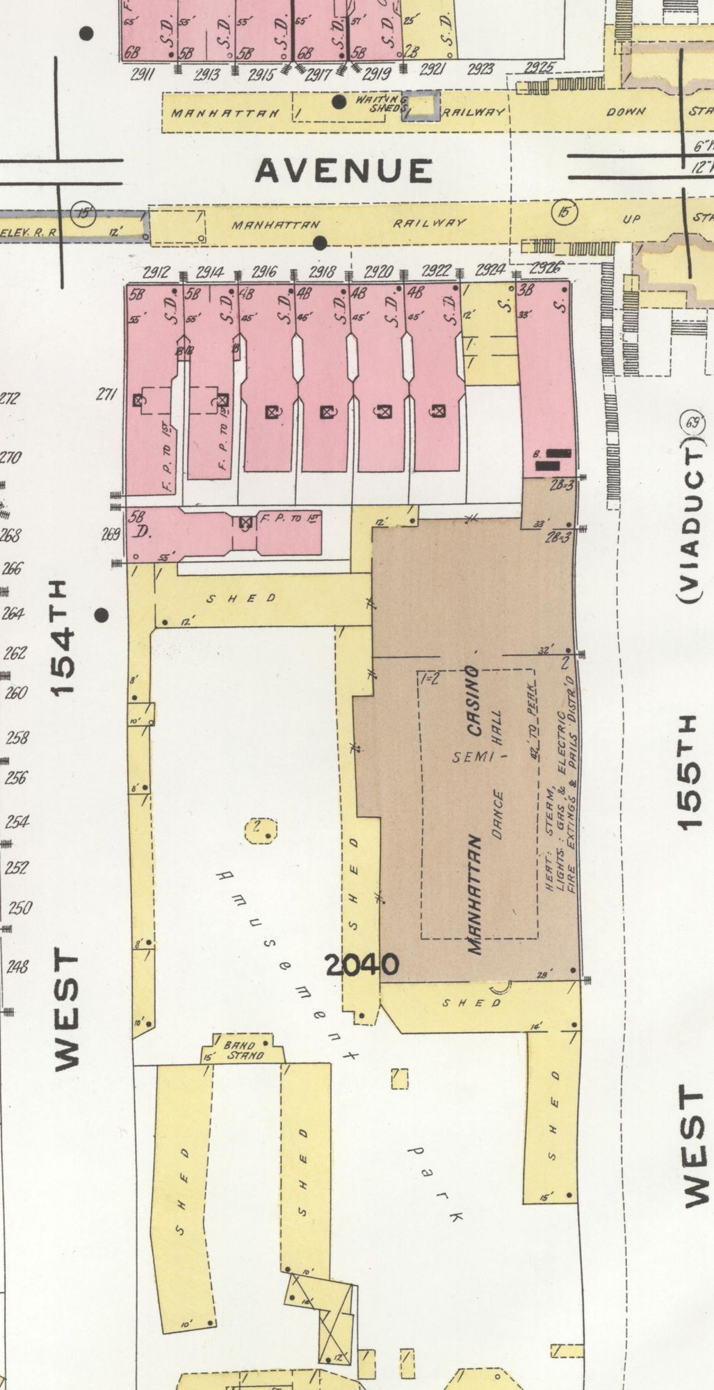 Place image for 264 West 155th Street, Manhattan; address site, exact 1909 footprint not verified