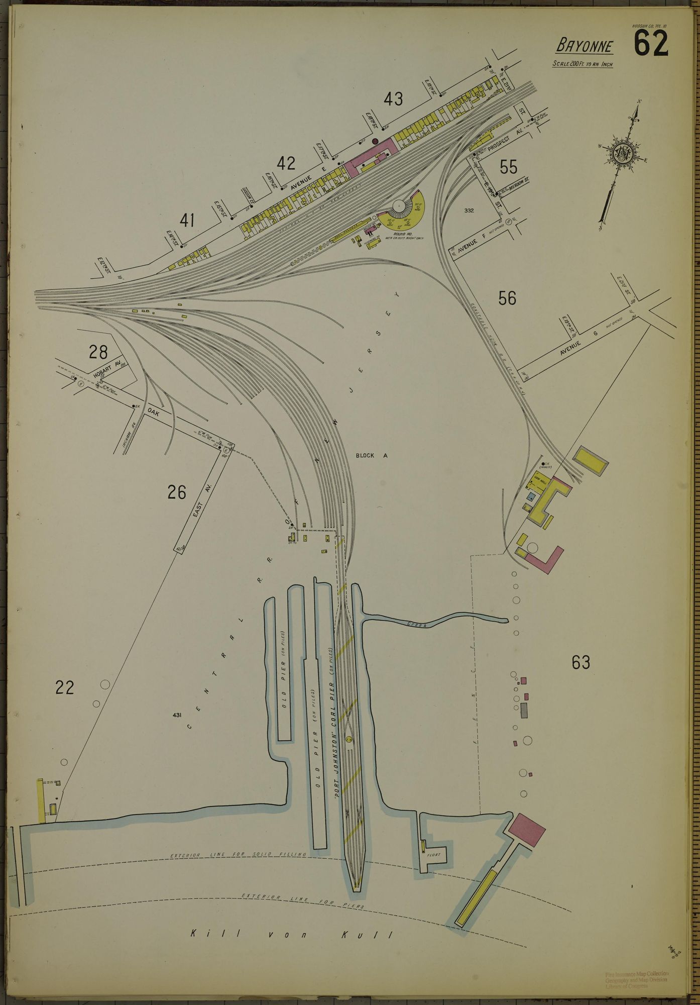 Historical insurance map for Port Johnston coal pier and docks, Bayonne