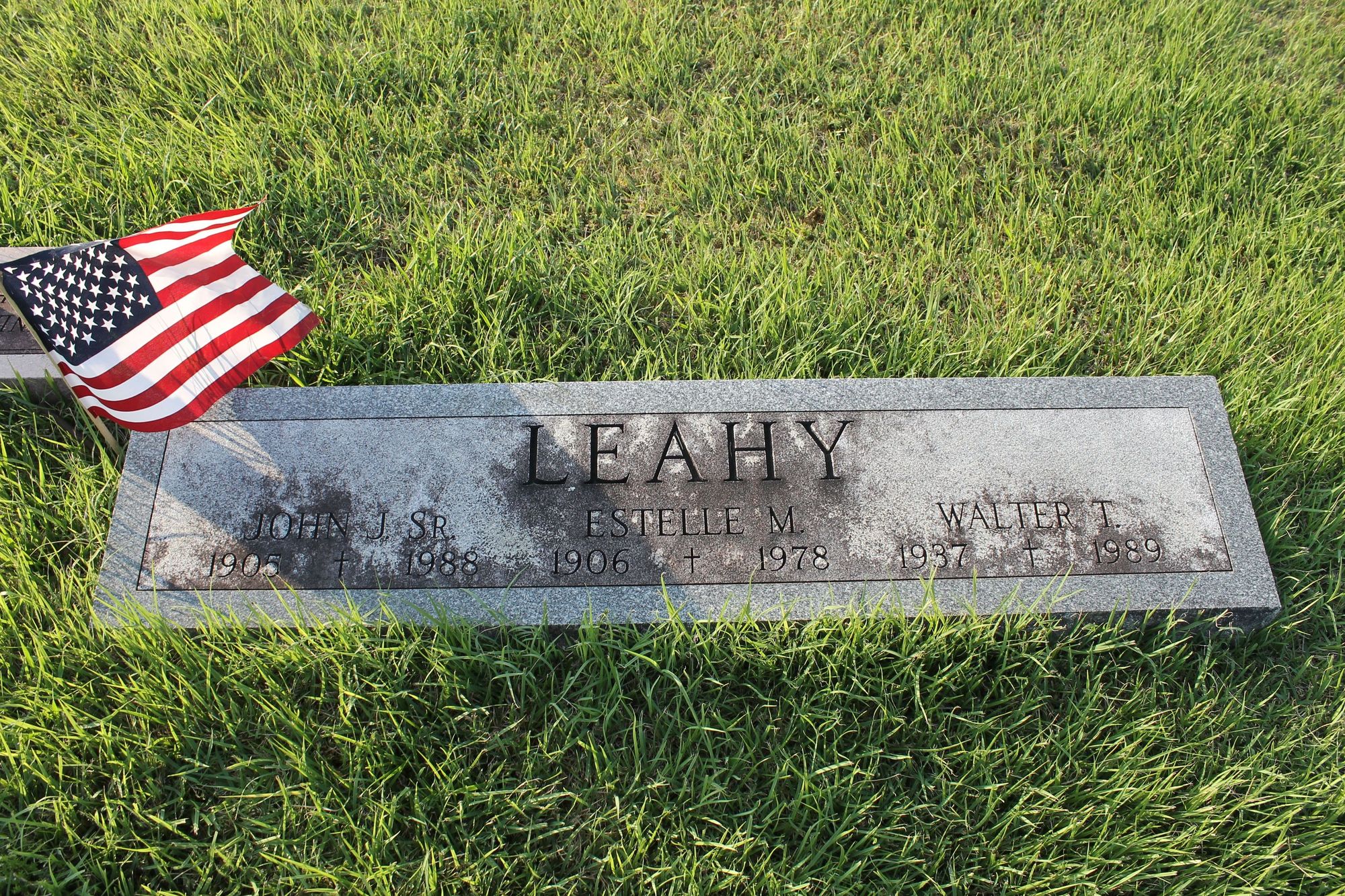 The Leahy family stone at Saint Joseph's Catholic Cemetery, Toms River, Ocean County, New Jersey